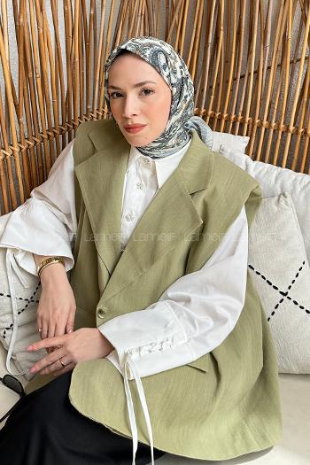 Lamelif Retro Desen Soft Eşarp Çağla Yeşili