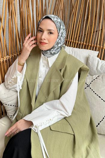 Lamelif Retro Desen Soft Eşarp Mint Yeşili