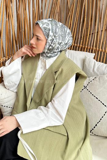 Lamelif Retro Desen Soft Eşarp Mint Yeşili