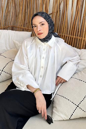 Lamelif Retro Desen Soft Eşarp Siyah Gri