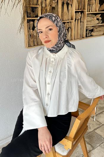 Lamelif Retro Desen Soft Eşarp Siyah Vizon