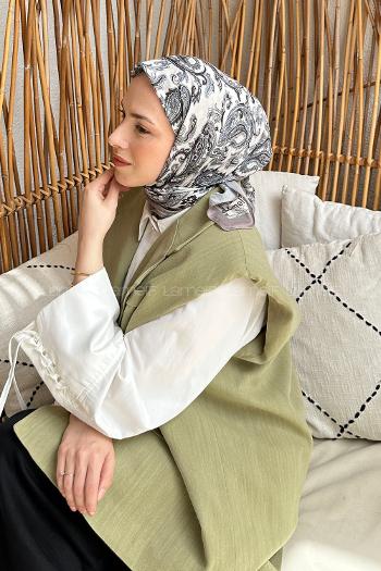 Lamelif Retro Desen Soft Eşarp Taş