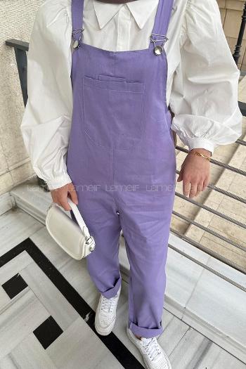 Lamelif Cep Detaylı Salopet Lila