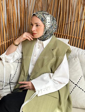 Lamelif Retro Desen Soft Eşarp Çağla Yeşili