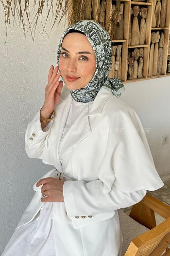Lamelif Retro Desen Soft Eşarp Çağla Yeşili
