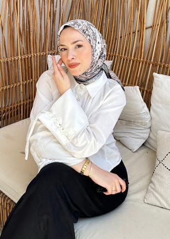 Lamelif Retro Desen Soft Eşarp Vizon