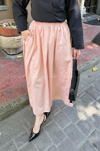 Lamelif Cep Detaylı Kloş Keten Yavru Ağzı