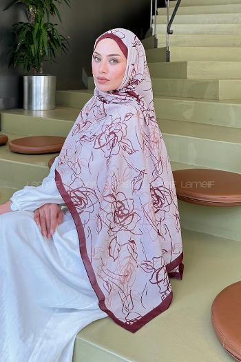 Lamelif Çicek Desen Soft Şal Kiremit