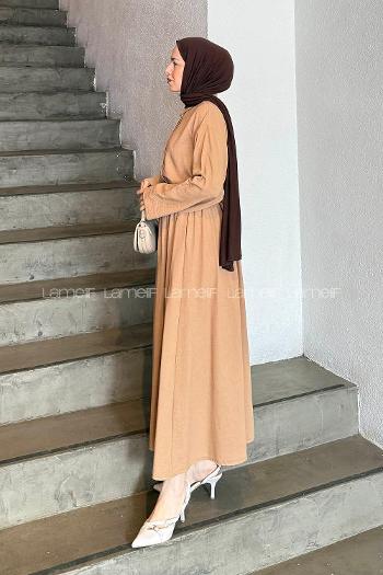 Cream Shirt Collar Long Arm Linen Flare Suit