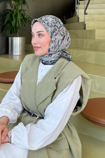 Lamelif Retro Desen Soft Eşarp Antrasit