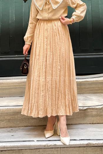 Lamelif Poplin Kraşlı Tesettür Etek Bej