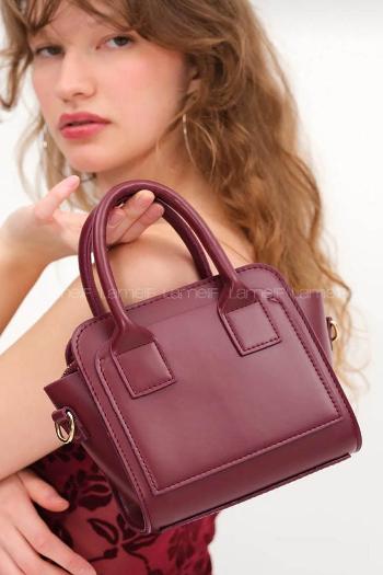 Claret Red Buckle Skin Hand Bag Bag