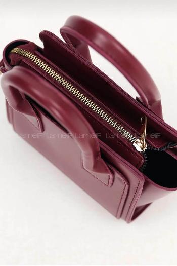 Claret Red Buckle Skin Hand Bag Bag