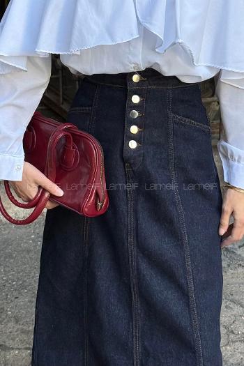Blue-1 Denim Straight Skirt Skirt