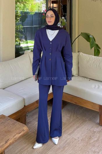 Lamelif Belden Oturtmalı Takım Lacivert