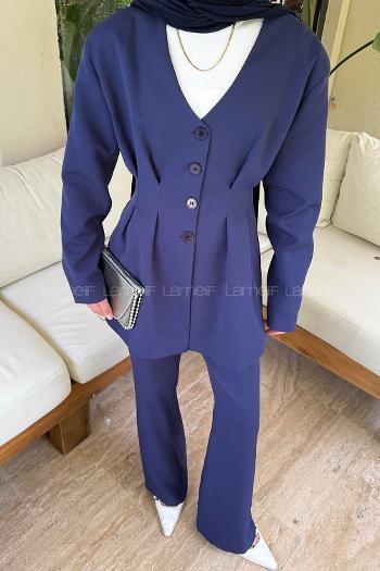 Lamelif Belden Oturtmalı Takım Lacivert