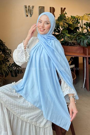Baby Blue Cotton Straight Shawl