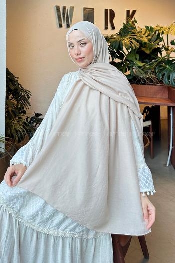 Beige Cotton Cotton Fabric Straight Shawl