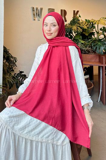 Claret Red Cotton Cotton Fabric Straight Shawl