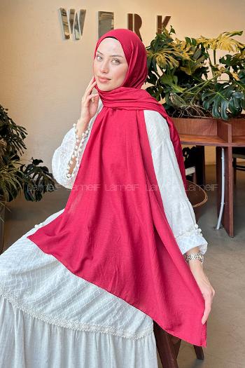 Claret Red Cotton Cotton Fabric Straight Shawl