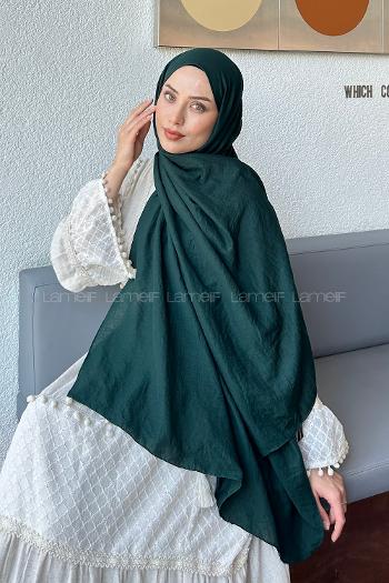 Emerald Green Cotton Cotton Fabric Straight Shawl