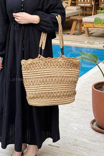 Lamelif Hasır Çanta Plaj  Kadın Çantası