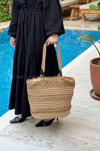 Lamelif Hasır Çanta Plaj  Kadın Çantası