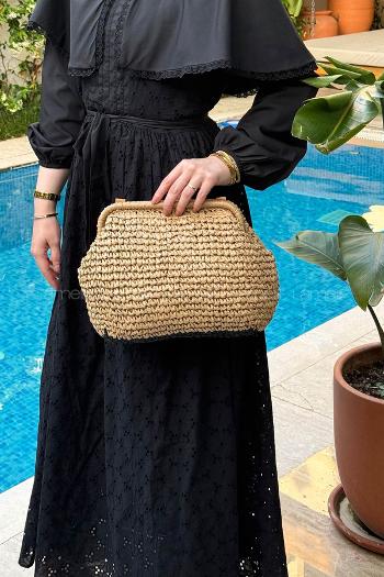 Lamelif Hasır Clutch Çanta Kadın