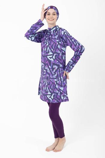 Lamelif Haşama Tesettür Mayo Hijap Mor