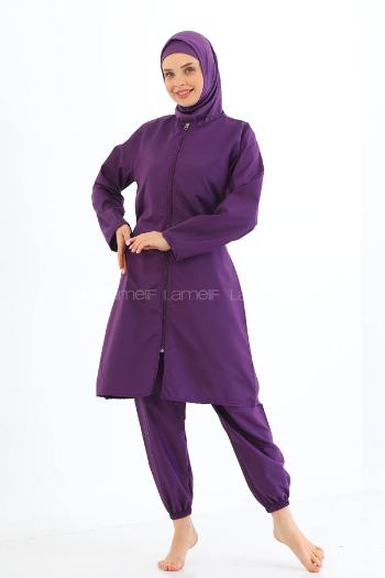 Lamelif Haşama Tesettür Mayo Hijap Mor