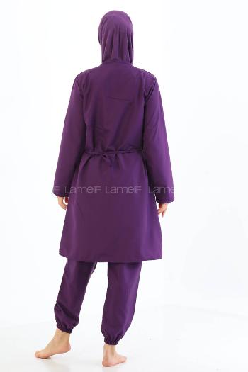 Lamelif Haşama Tesettür Mayo Hijap Mor