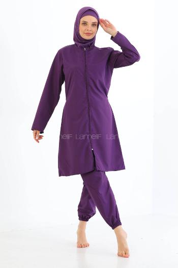 Lamelif Haşama Tesettür Mayo Hijap Mor