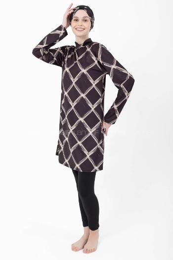 Lamelif Haşama Tesettür Mayo Hijap Siyah