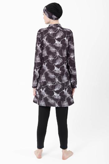 Lamelif Haşama Tesettür Mayo Hijap Siyah - Beyaz