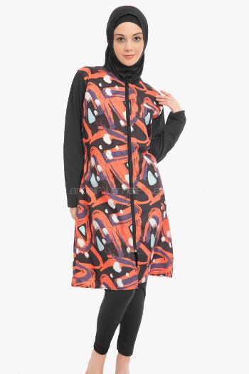 Lamelif Haşama Tesettür Mayo Hijap Turuncu