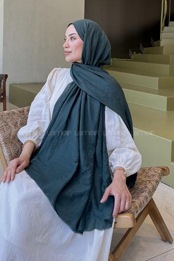 Cagla Green-1 Cotton Fabric Straight Shawl