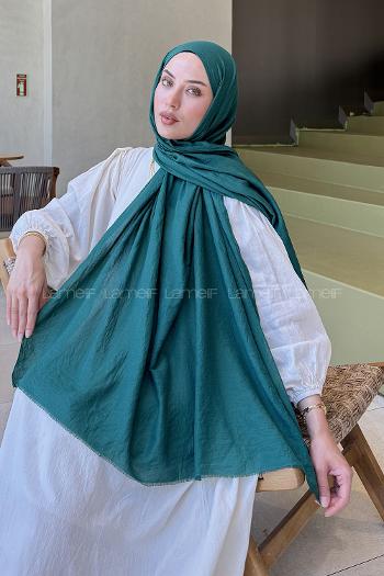 Lamelif Organik Premium Şal Zümrüt Yeşili