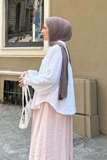 Lamelif Dantel Detaylı Gömlek Beyaz