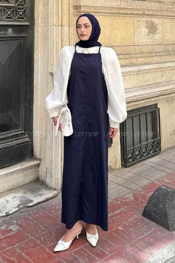 Lamelif Gabardin Tesettür Jile Lacivert