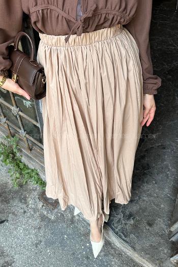 Lamelif Kraşlı Tesettür Etek Kahve