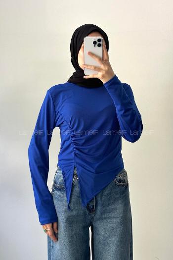 Sax Crew Neck Long Arm Sandy Fabric Body