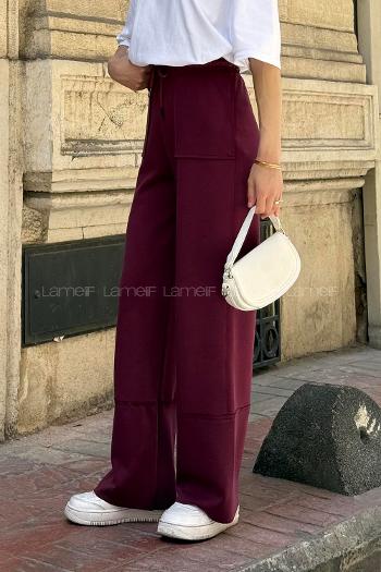 Claret Red Regular Trousers High Waist Regular Cut Bottom Tracksuit