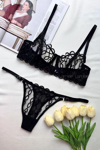 Black Cotton Fabric Underwire Unsupport 