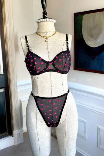 Lamelif Brode Tül Love Sütyen Takım