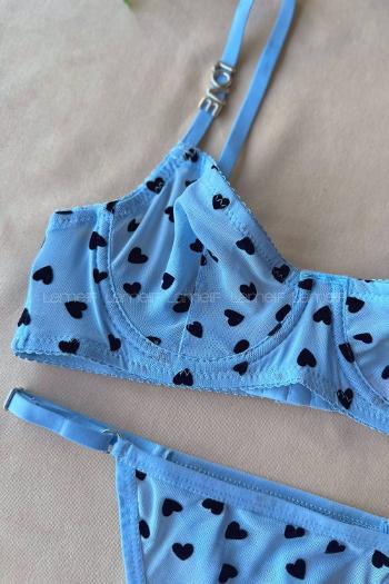 Lamelif Brode Tül Love Sütyen Takım