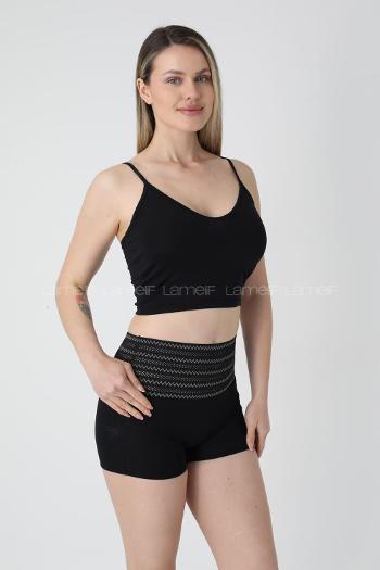 Black Combed Fabric Scanties