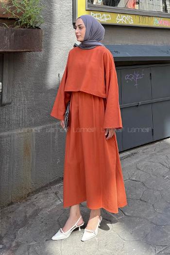 Tile Crew Neck Long Arm Linen Flare Suit