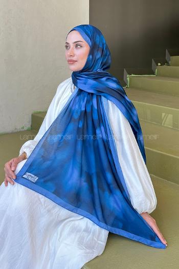 Lamelif Batik Desen Soft Şal İndigo