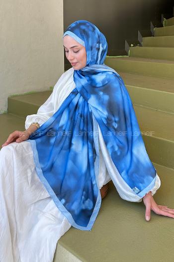 Lamelif Batik Desen Soft Şal Kot Mavi