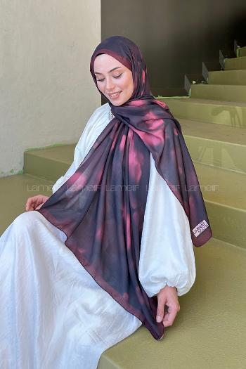 Lamelif Batik Desen Soft Şal Koyu Bordo